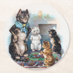 Tre Little Kittens och Mor, Louis Wain Underlägg Papper Rund