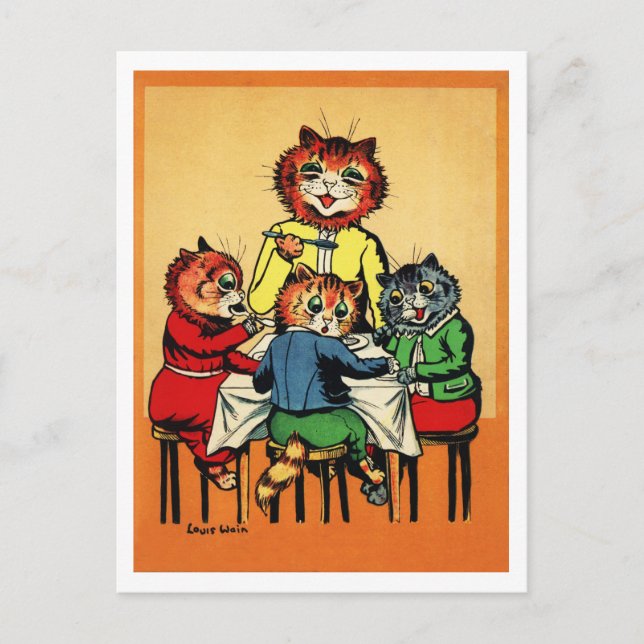 Tre Little Kittens och Mor, Louis Wain Vykort (Framsida)