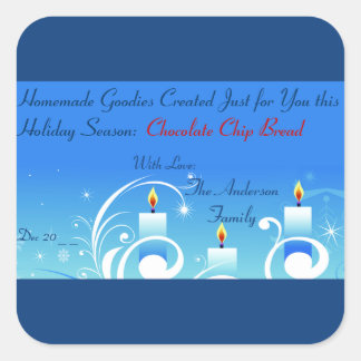 Tre ljus, homemade Gift Helgdag-etikett Fyrkantigt Klistermärke