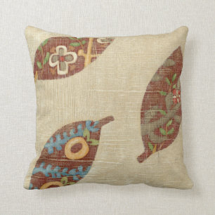 Tre Löv på Linen Struktur-bakgrund Kudde