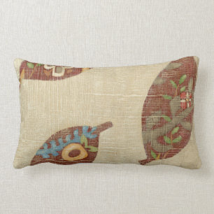 Tre Löv på Linen Struktur-bakgrund Lumbarkudde