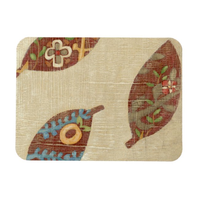 Tre Löv på Linen Struktur-bakgrund Magnet (Horisontell)