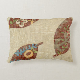 Tre Löv på Linen Struktur-bakgrund Prydnadskudde