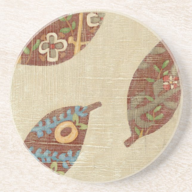 Tre Löv på Linen Struktur-bakgrund Underlägg (Framsidan)