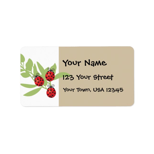 Tre Lucky Ladybugs Adressetikett (Framsidan)