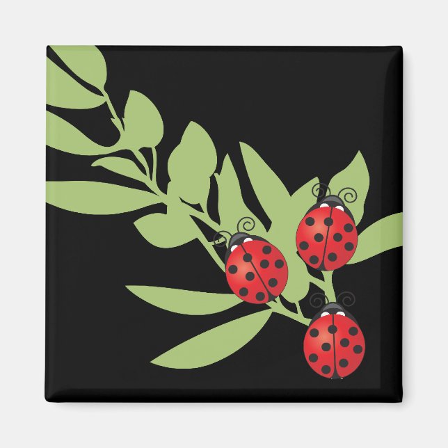 Tre Lucky Ladybugs Magnet (Framsidan)