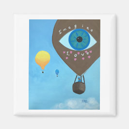 Tre Luftballonger Bilda Kärlek kvadratmaskor Magnet