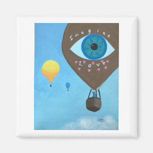 Tre Luftballonger Bilda Kärlek kvadratmaskor Magnet