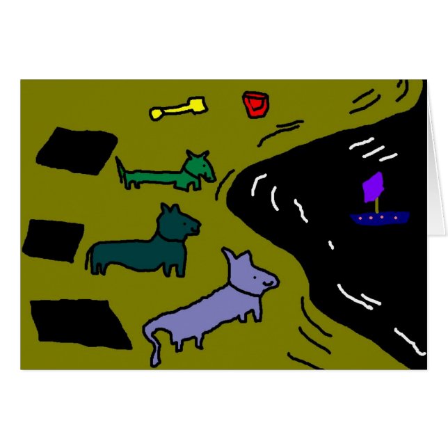 Tre lustigt tittar hundar.. OBS kort (Framsidan Horizontal)