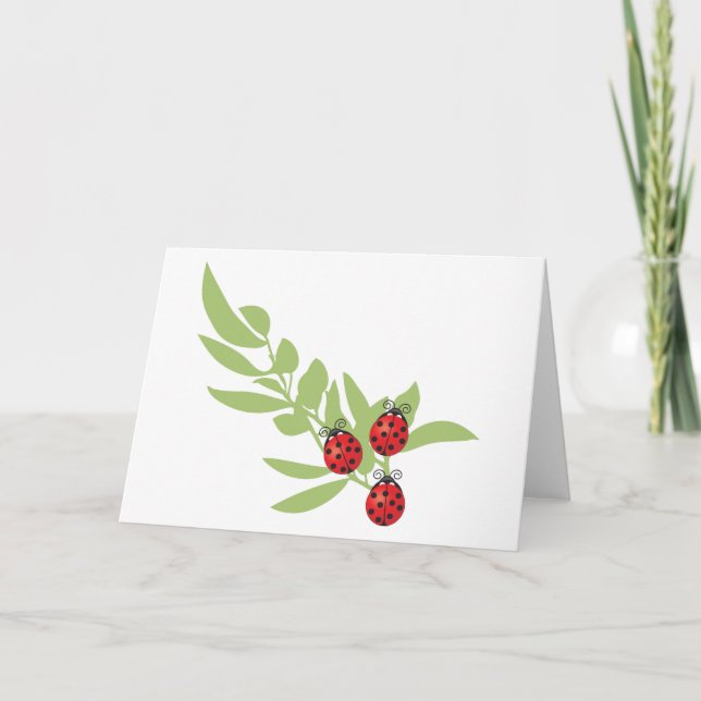 Tre lyckliga nyckelpigor kort (Framsida)