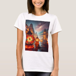 tre lyktor med ord-blomman på dem t shirt