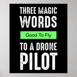 Tre magiska Ord till en dragpilot - Bra till flygn Poster