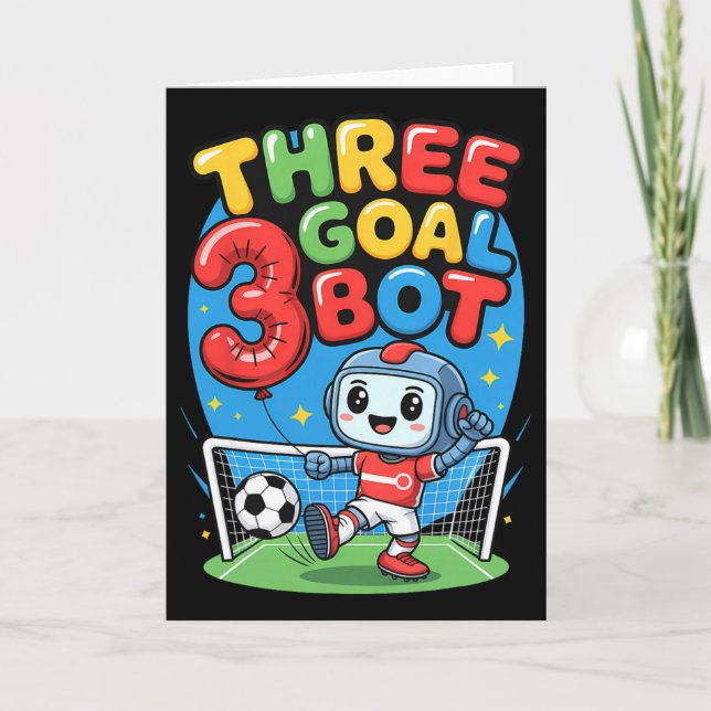 Tre mål Bot-fotbollsentusiast 3-årsdag  Kort (Framsida)
