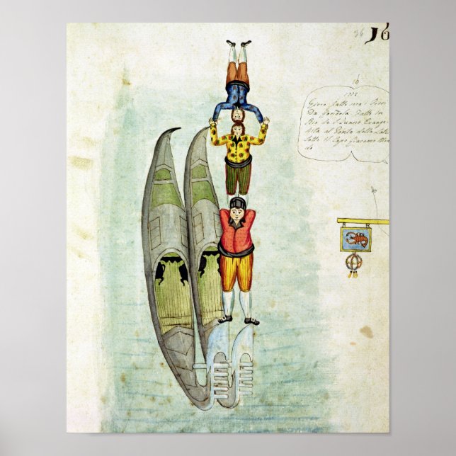 Tre manar balansering på två gondoler, 1772 poster (Framsidan)