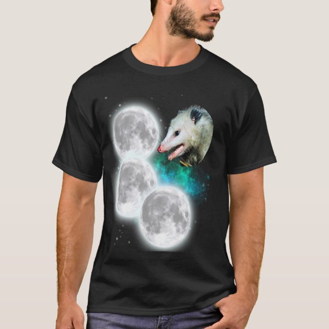 Tre Månar opossum - Konstig Cursed Memsum Possum T Shirt (Framsida)