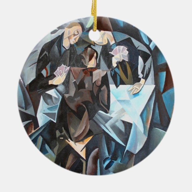 Tre Manar uppspelningskort Geometric Art. efter Ro Julgransprydnad Keramik (Baksidan)