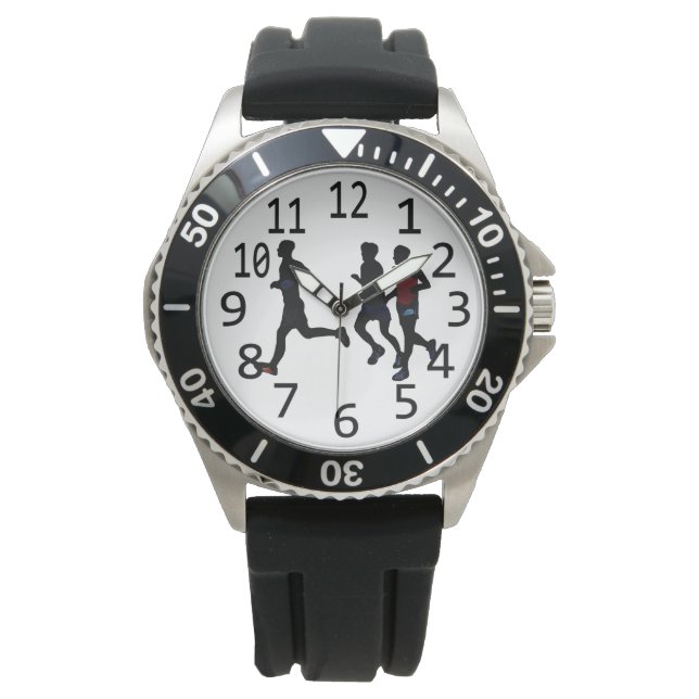 Tre manliga springer som kör anpassningsbar armbandsur (Framsida)