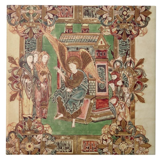 Tre Maries på sepulchren, från Benedictioen Kakelplatta (Framsidan)