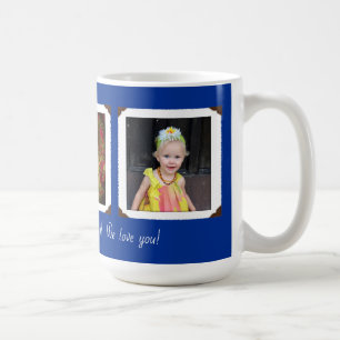 Tre marinblåa pappor för fotomall kaffemugg