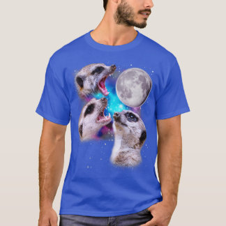 Tre Meerkats Howl vid Måne T Shirt