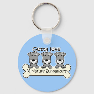 Tre miniatyrSchnauzers Nyckelring
