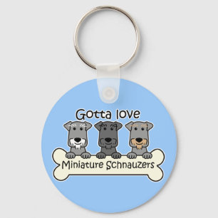 Tre miniatyrSchnauzers Nyckelring
