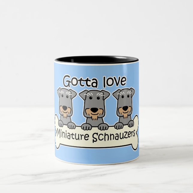 Tre miniatyrSchnauzers Två-Tonad Mugg (Center)