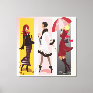 Tre Mode-modeller 2, omformad arbetsyta Canvastryck