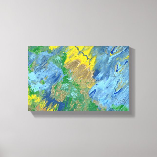 "Tre monster"-akrylmålning Canvastryck (Framsida)