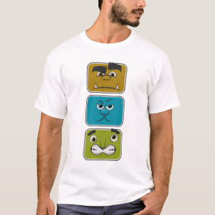 Tre Monster Ansikte Tee Shirt