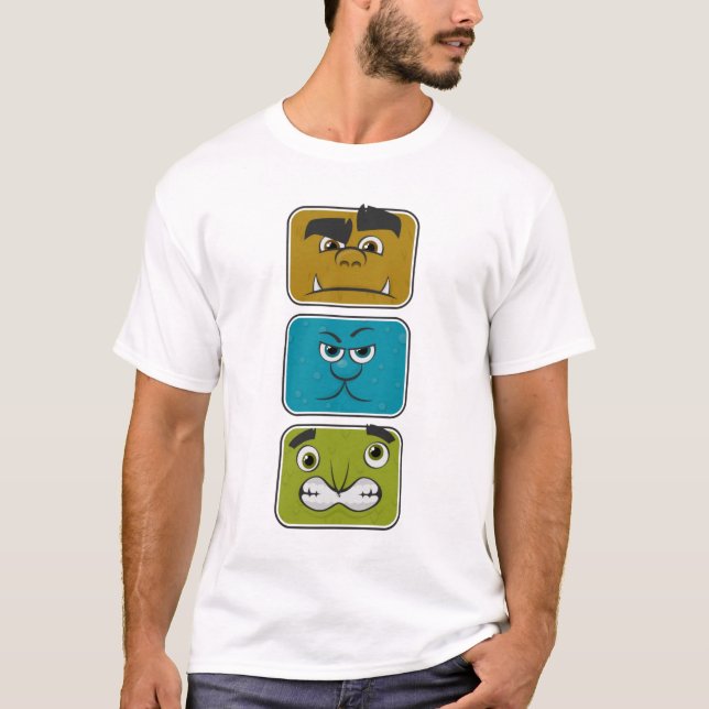 Tre Monster Ansikte Tee Shirt (Framsida)