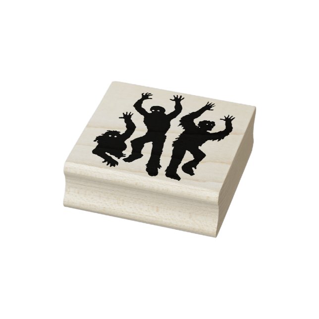 Tre monster silhouette art frimärke stämpel (Stämpel)