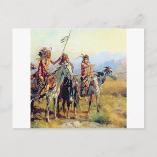 tre monterade indianer vykort