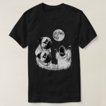 Tre Mopsar Hurrande Mot Månen Celestial Vintage