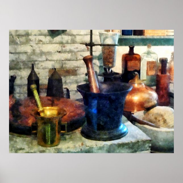 Tre Mortar och Pestles Poster (Framsidan)