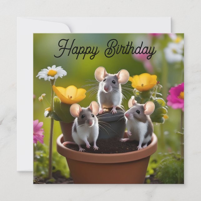 tre möss i blomkrukor, (Framsida)