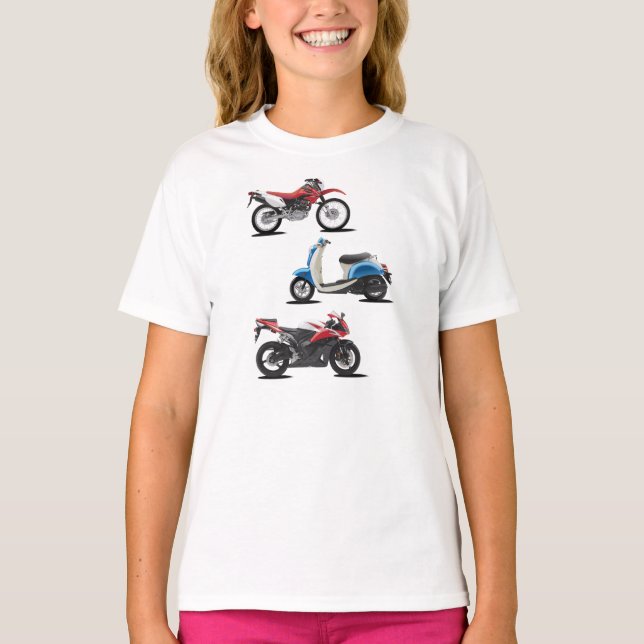Tre motorcyklar Girls T-Shirt (Framsida)