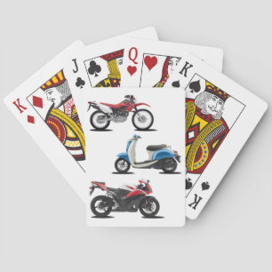 Tre motorcyklar som leker kort casinokort