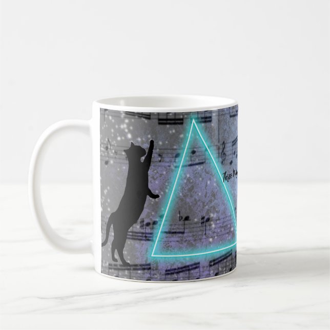 Tre Music Loving Svarta katter Kaffemugg (Vänster)