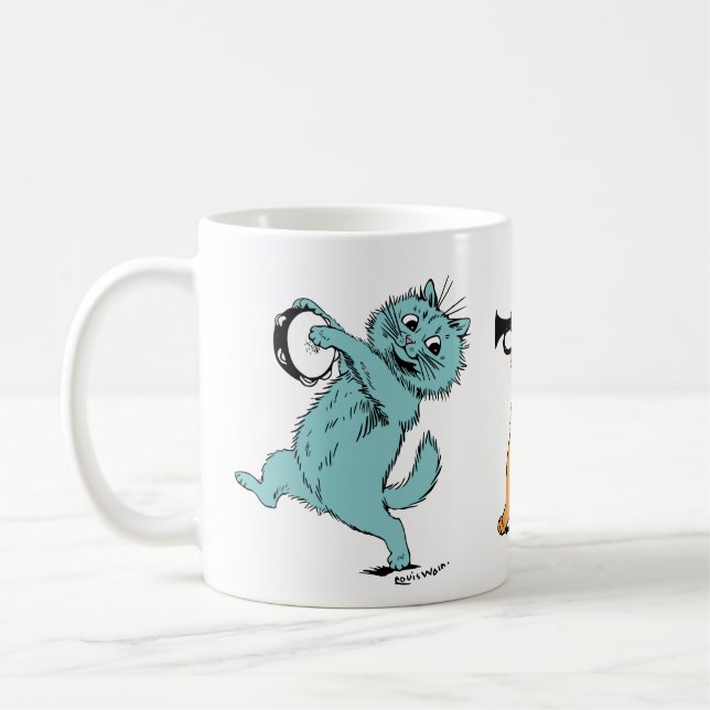 Tre musikaliska Cats Louis Wain Kaffemugg (Vänster)