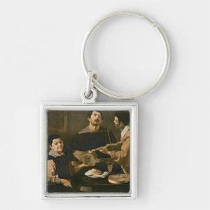 Tre musiker, 1618 fyrkantig silverfärgad nyckelring