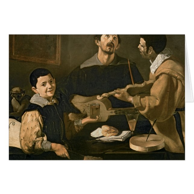 Tre musiker, 1618 hälsningskort (Framsidan Horizontal)