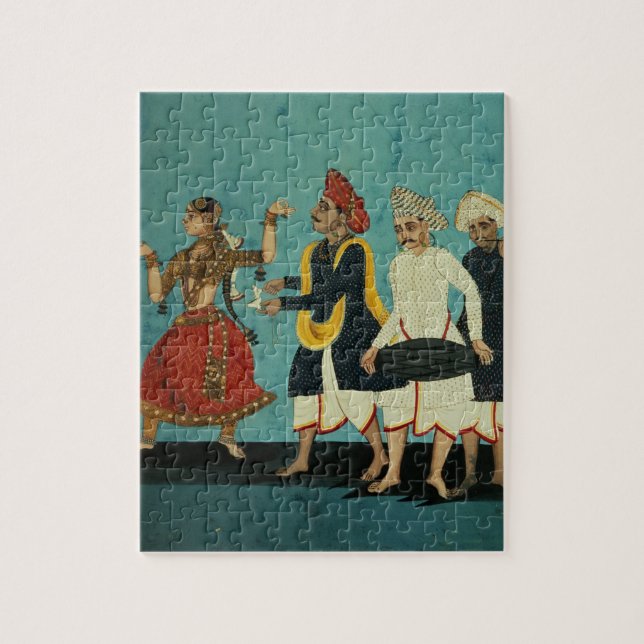 Tre musiker och en dansflicka, Tanjore, Tamil Pussel (Vertikal)