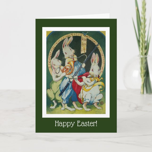 Tre musikkaniner Perfekt för Påsk Helgkort (Framsida)