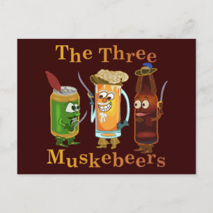 Tre Muskebeers Funny Beer Pun Vykort