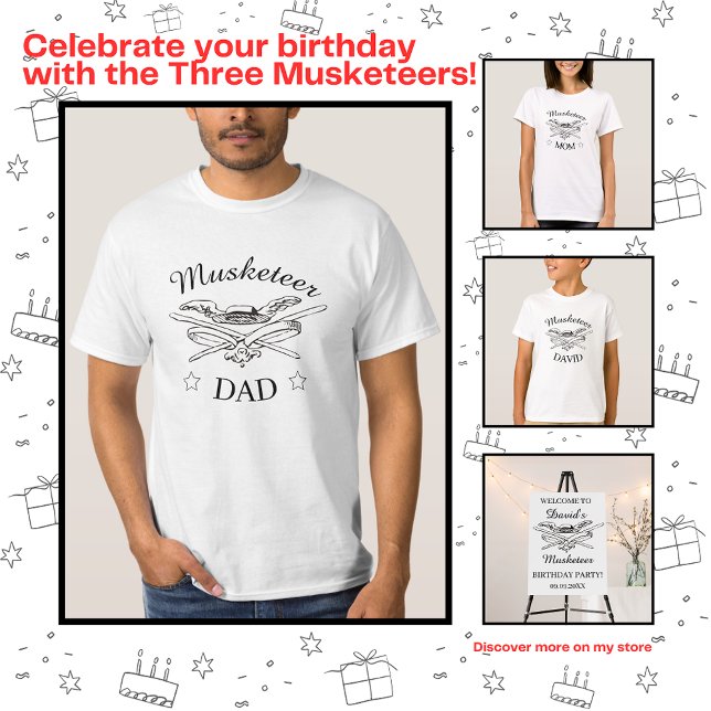 Tre musketörer Dumas Parent Pappa Birthday T Shirt (Skapare uppladdad)