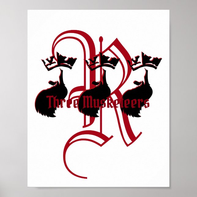 Tre musketörer med Knight Initial Poster (Framsidan)