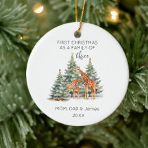 Tre Namn Cute Giraffes sista julfamilj