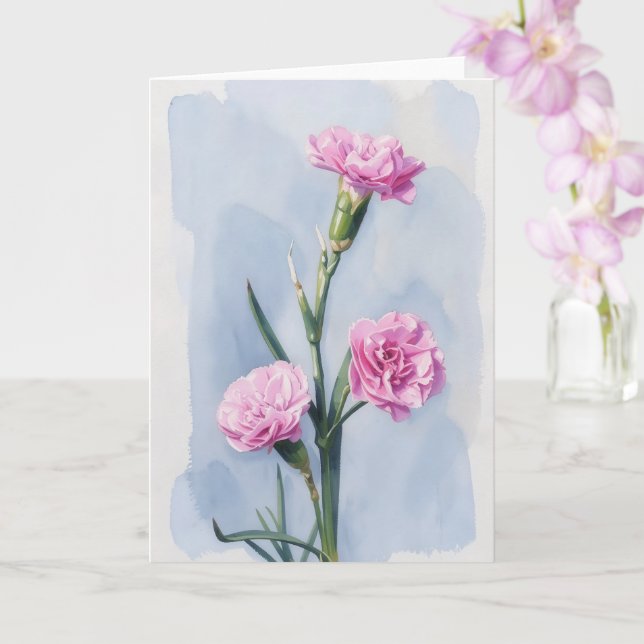 Tre nejlikor blomsterkonst brevkort kort (Orkide)