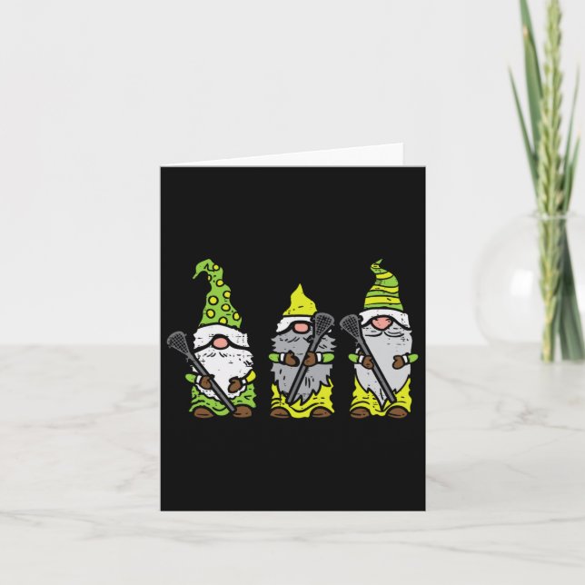 Tre nordiska Gnomes Lacrosse Tomte Lax Player Mana Kort (Framsida)